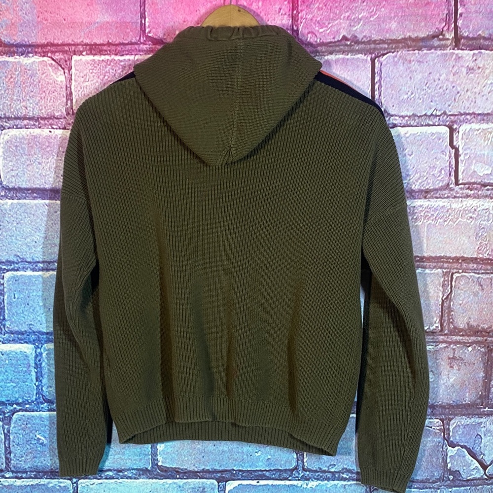 Kokun Women’s Green Knit Hoodie Medium Ribbed Pullover Sporty Athleisure - Picture 3 of 13